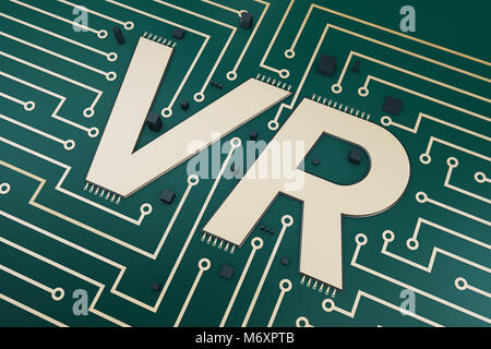 VR and circuit boards, technology finance Stock Photo