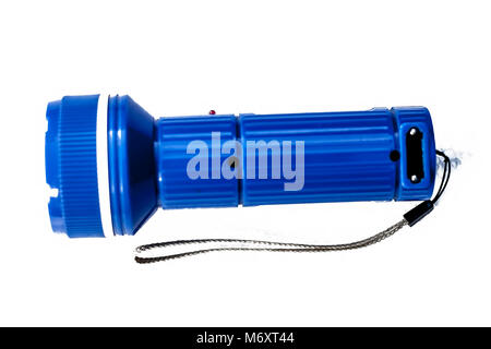 Close up of a blue torch isolated on white. Stock Photo