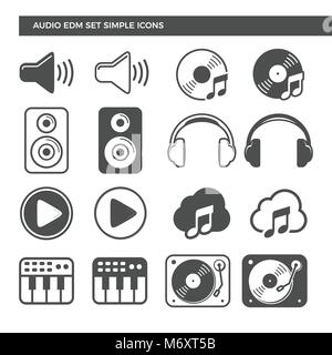 Electronic Dance Music Audio Set Icons Vector Symbol Graphic Logo Design Stock Vector