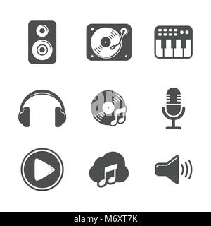 Audio Icon Set Black Version Vector Symbol Graphic Logo Design Stock Vector
