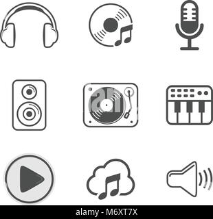 Audio Icon Set White Version Vector Symbol Graphic Logo Design Stock Vector