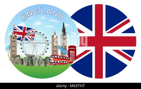 England circle logo with England landmark vector Stock Vector Image ...