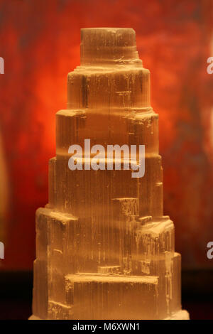 Himalayan pink salt lamp for meditation and concentration Stock Photo