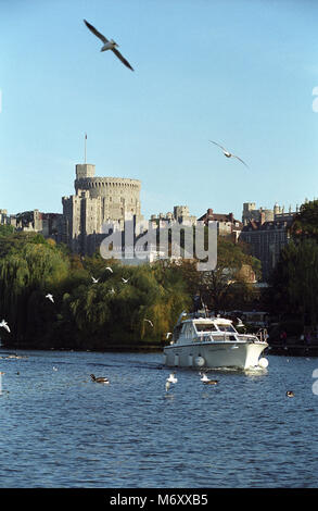 Windsor Castle as seen from the Brocas field in Eton, Berkshire, UK. 2005. Stock Photo