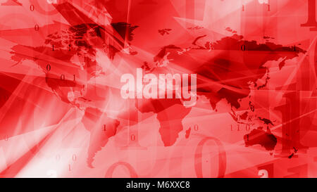 Big data cybersecurity in cyber world, red abstract background Stock Photo