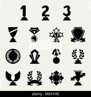 Trophy and awards icons set Stock Vector