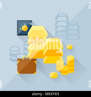 Illustration concept of precious metals in flat design style Stock Vector