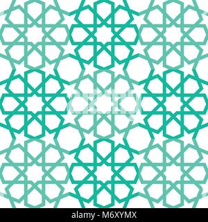 Repeatable Seamless Islamic Star Pattern Isolated on White Background Stock Vector