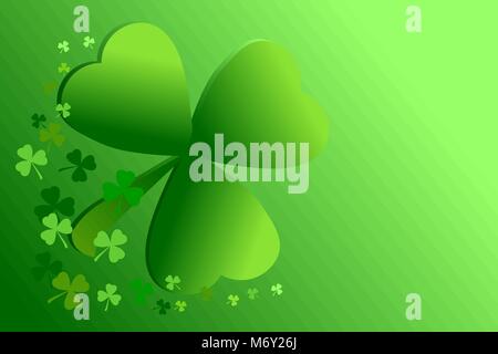Shamrock clover pattern on green gradient background, Happy Saint Patricks day. Vector illustration. Stock Vector
