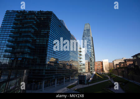 MILAN, ITALY MARCH 28, 2017 - View of Diamante (Diamond) Tower, inside 'Porta Nuova' Area in Milan, near Garibaldi train Station Stock Photo