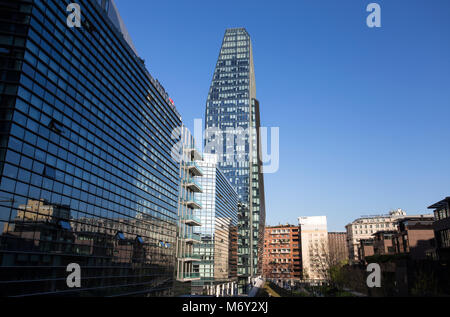 MILAN, ITALY MARCH 28, 2017 - View of Diamante (Diamond) Tower, inside 'Porta Nuova' Area in Milan, near Garibaldi train Station Stock Photo