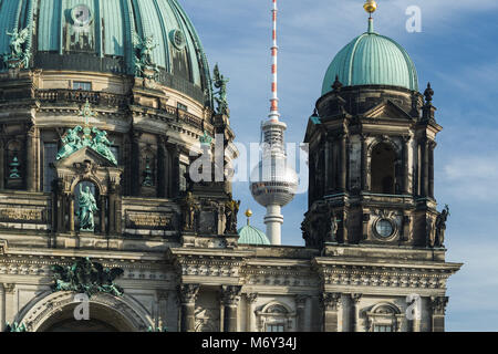 The Berliner Dom and Fernsehturm (TV Tower), Mitte, Berlin, Germany Stock Photo