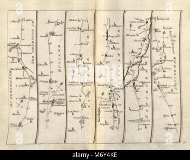 Stilton Stamford Coltsworth Grantham Newark Tuxford SENEX #6 road map 1719 Stock Photo