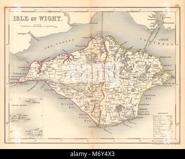 ISLE OF WIGHT map by ARCHER & DUGDALE. Seats polling places 1845 old Stock Photo