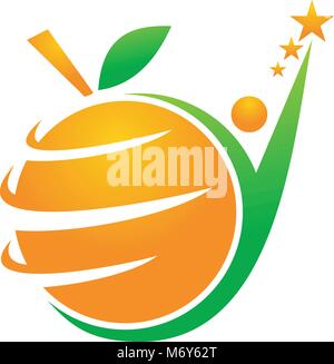 Health Fruit Logo Design Template Vector Stock Vector