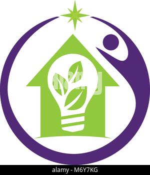 Eco Home Bulb Solution Stock Vector