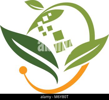 Digital Ecology Logo Design Template Vector Stock Vector