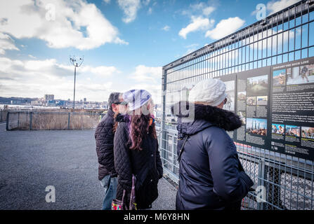 High Line Park in NYC. The High Line is a public park built on an historic freight rail line elevated above the streets on Manhattans West Side Stock Photo