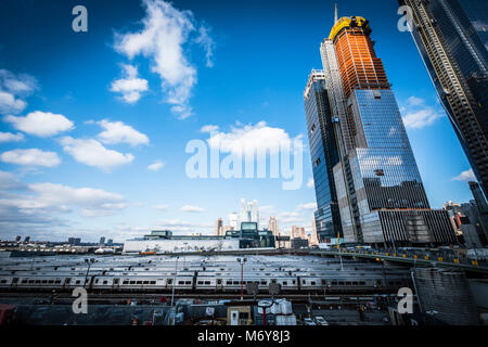 Buildings over The West Side Train Yard for Pennsylvania Station in New York City from the Highline Stock Photo