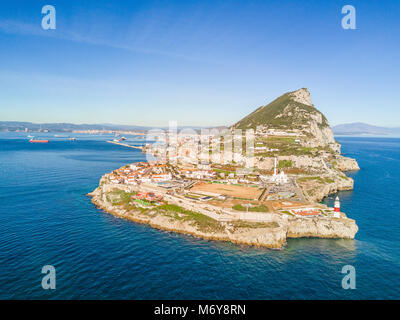 Famous Gibraltar rock on overseas british territory, Gibraltar, Iberian Peninsula, Europe Stock Photo