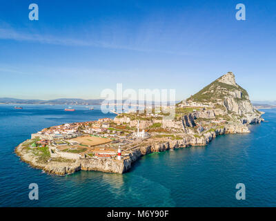 Famous Gibraltar rock on oversea British territory, Gibraltar, Iberian Peninsula, Europe Stock Photo