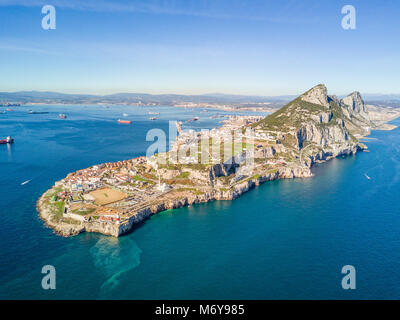 Famous Gibraltar rock on overseas british territory, Gibraltar, Iberian Peninsula, Europe Stock Photo