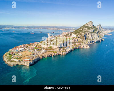 Famous Gibraltar rock on overseas british territory, Gibraltar, Iberian Peninsula, Europe Stock Photo