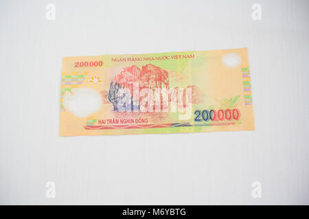 Vietnamese currency 200,000 dong banknote isolated on white background cash Stock Photo