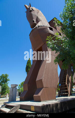symbolic horse in the ancient city of Troy in Turkey. Stock Photo