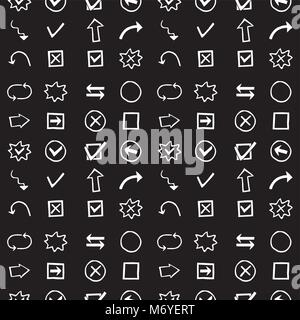 Seamless pattern with  Shapes, Arrows and other.Hand drawn.  Stock vector illustration Stock Vector