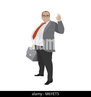 cartoon fat businessman, isolated on white background,stock vector illustration Stock Vector