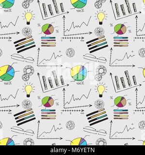 doodle finance seamless pattern, stock vector illustration Stock Vector