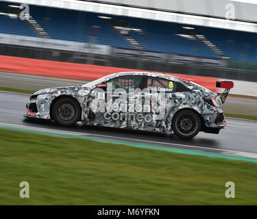 Finlay Crocker, Honda Civic TCR, TCR UK, Test day, Silverstone, Tuesday, 6th March 2018., Autosport, cars, circuit racing, competition, England, motor Stock Photo