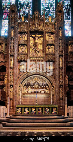 The altar of the   Anglican Cathedral ,l (official name Cathedral Church of Christ in Liverpool) is a Church of England cathedral in the city centre of Liverpool, UK Stock Photo