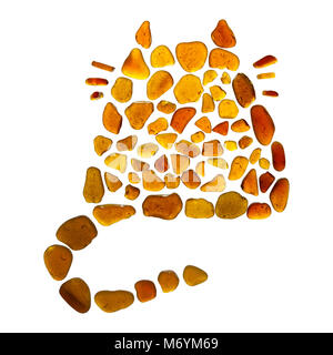 sitting cat figure made of sea glass on white background Stock Photo