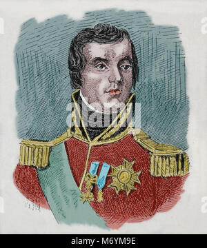 Jacques MacDonald (1765-1840). French general. Marshal of the Empire. Portrait. Engraving, color. Stock Photo