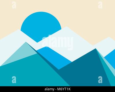 Mountain peaks landscape flat style. Vector illustration Stock Vector