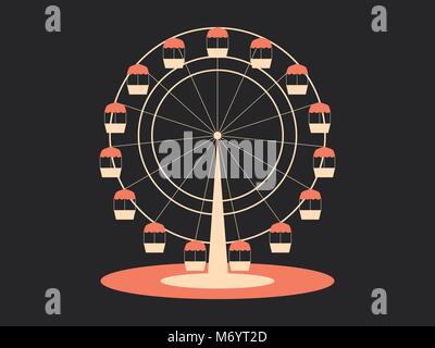 Ferris wheel. Attraction from the amusement park. Retro style, typographical design. Vector illustration Stock Vector