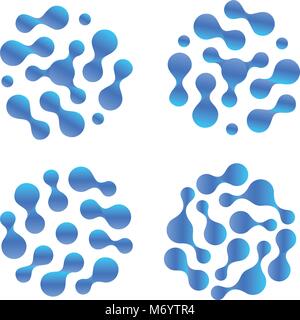 Abstract h2o liquid drop vector icon set. Purified distilled water logo. Air humidity illustration. Stock Vector