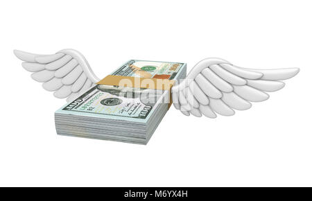 Dollar Money Wings Flying Isolated Stock Photo: 177491509 - Alamy