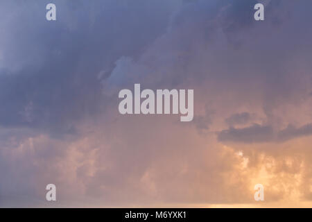 Nice blue storm clouds texture with yellow color Stock Photo