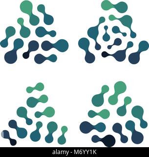 Futuristic technology icon, turquoise color shapes, abstract bio network, chemical icon, molecule structure isolated illustration, alternative energy tech logotype. Stock Vector