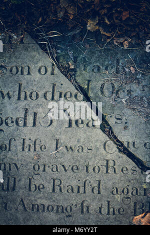 Text on gravestone Stock Photo