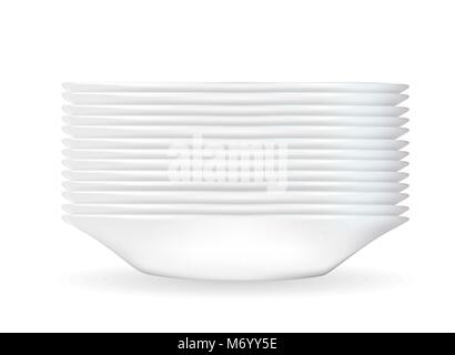 Realistic 3D model of a deep white dish. Vector Illustration Stock Vector