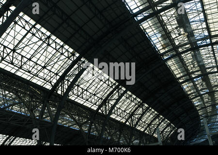 Roof of train station in barcelona Stock Photo