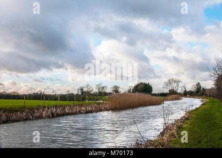 View of the Lancaster Preston canal at Swillbrook Preston on a  winters day. Stock Photo