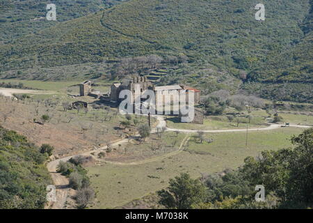 Spain the Benedictine monastery Sant Quirze de Colera near Rabos, Catalonia, Alt Emporda, Girona Stock Photo