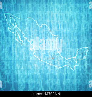 emblem of Morelos state on map with administrative divisions and borders of Mexico Stock Photo