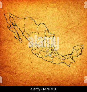 emblem of Morelos state on map with administrative divisions and borders of Mexico Stock Photo