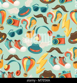 Hipster style seamless pattern Stock Vector